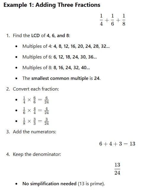 adding three fractions